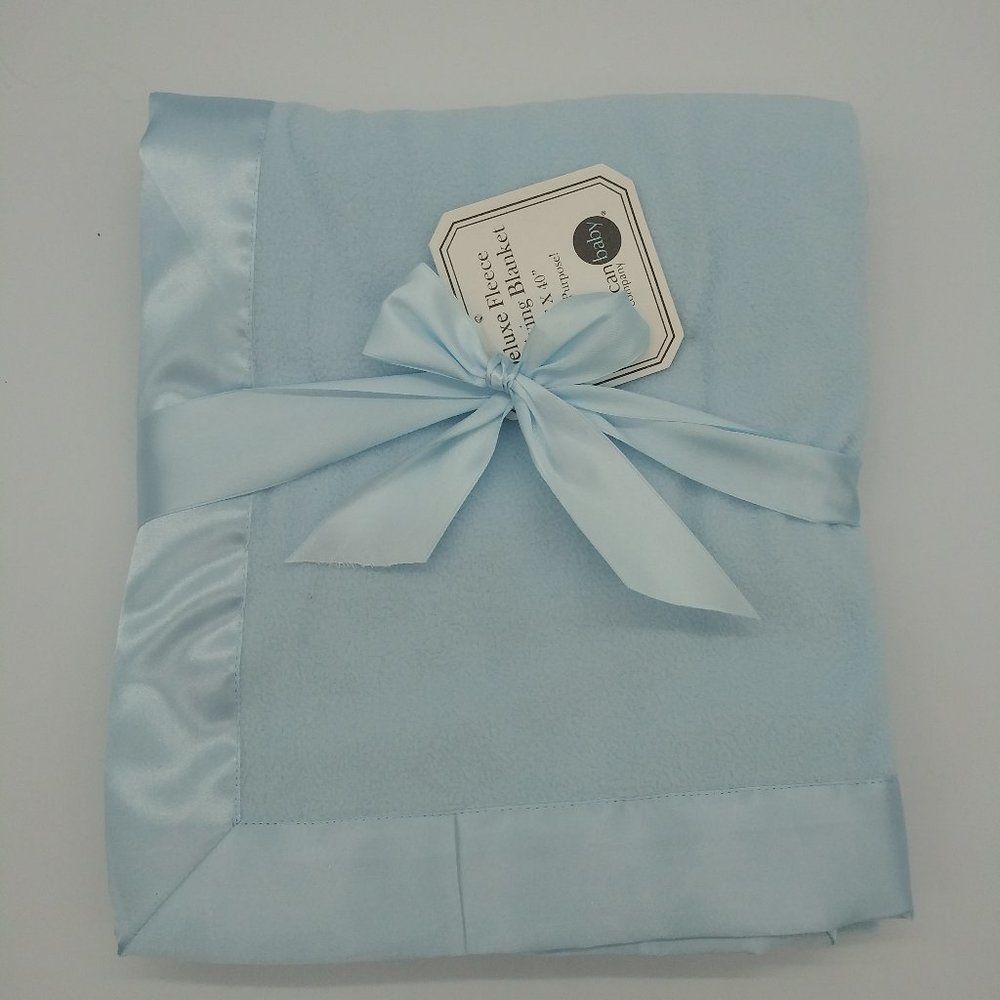 American baby Fleece Blanket, Blue, 30x30, NWT